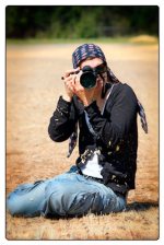 composition page woman camera