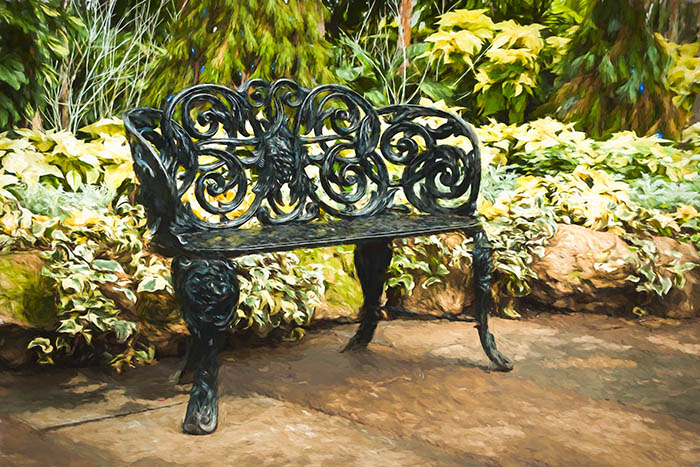 Allan Gardens Christmas Show - Metal Bench in the Palm House.