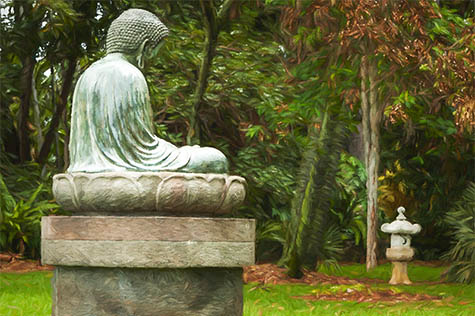 Foster Botanical Garden Honolulu - the Buddha Meditating In the Garden.