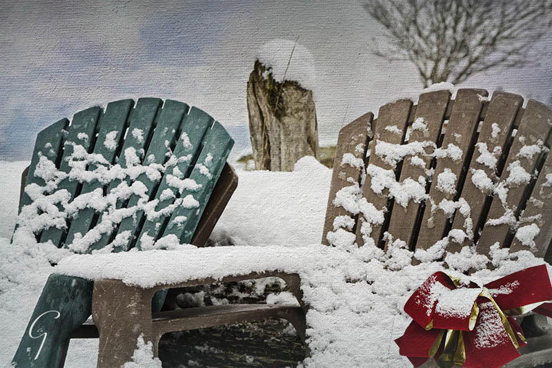 Winter Snow On Chairs At the Beach