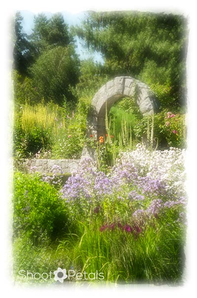 Stone arch north of Formal Rose Garden at VanDusesn Botanical Garden